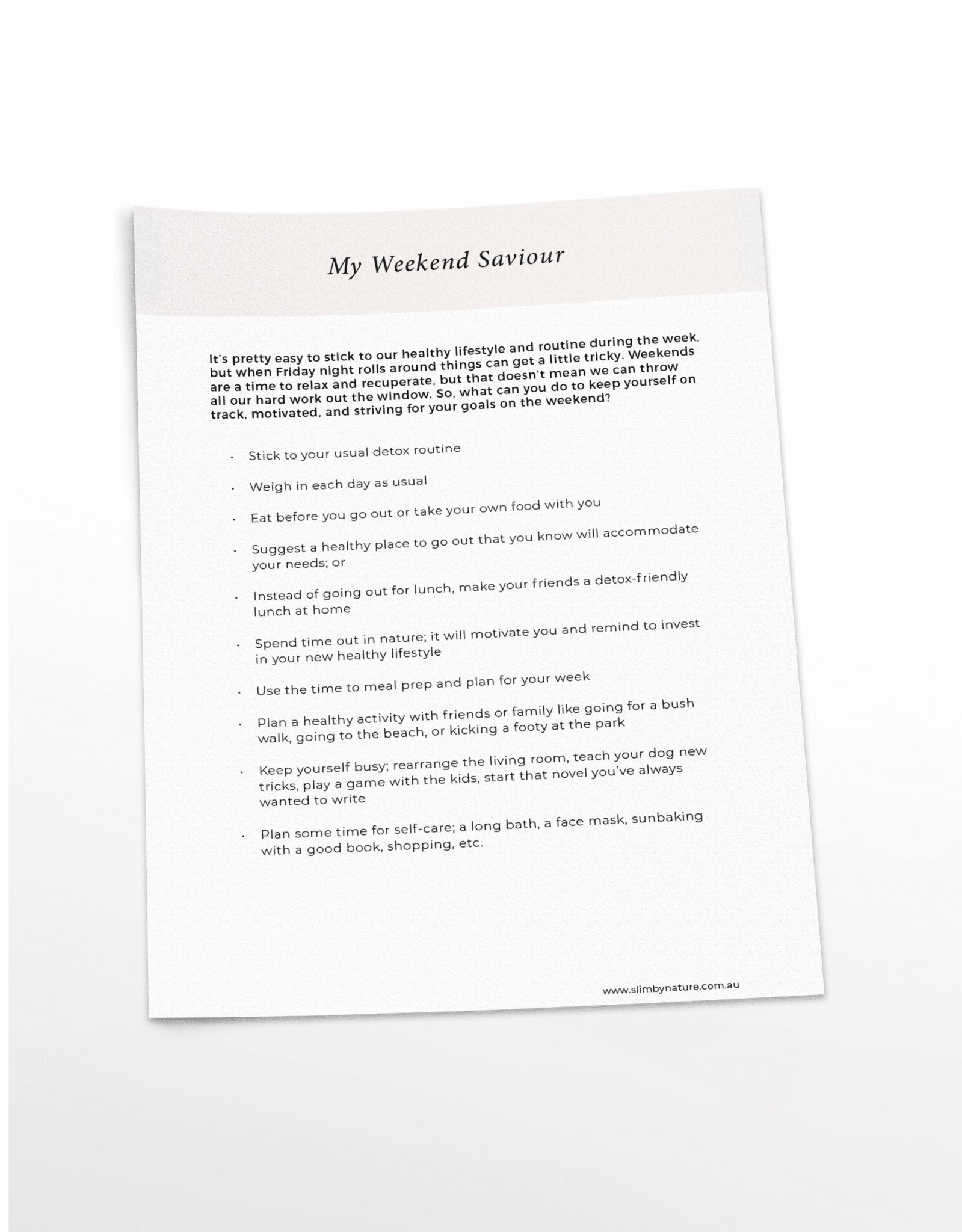 My Weekend Saviour Printable - My Store