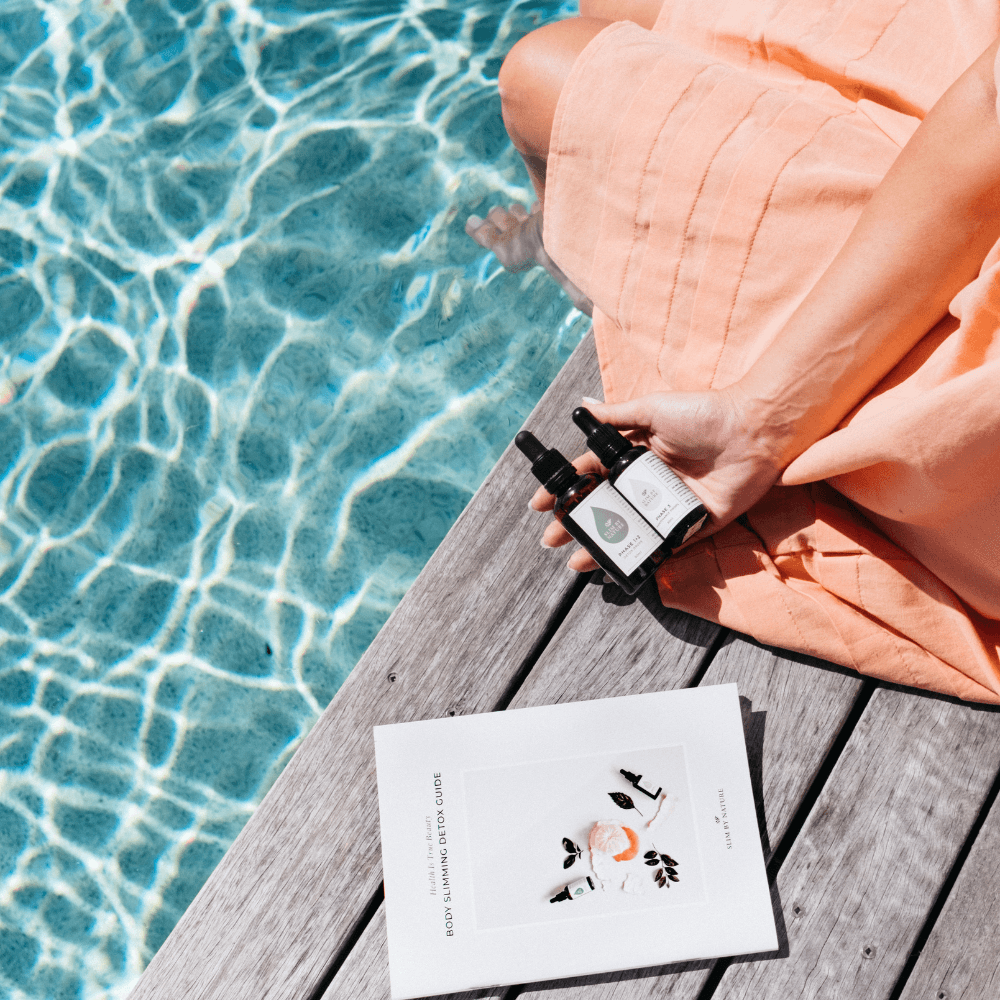 Slim By Nature drops and guide by the pool